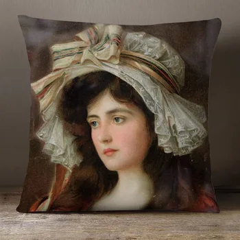 Калъф за възглавници с портрет на европейската дама, маслени бои 45x45 см, декоративни възглавници за всекидневната, на дивана Изображение