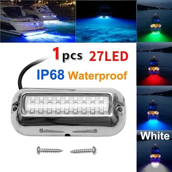 27LED светлини скоростно лодки, морски транцевая лампа от неръждаема стомана, 10-30 В, морска навигация фенер IP68, водоустойчиви аксесоари за корабни лодки Изображение