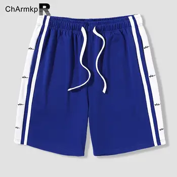 ChArmkpR 2023 Летни Мъжки къси Панталони Ежедневни Страничната Лента С Панделка В стил Мозайка, Бродирани Свободни Модни Шорти Оверсайз, Мъжки Дрехи Изображение