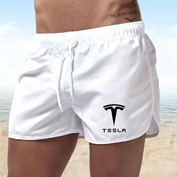 Мъжки къси панталони Tesla, летни бански, мъжки бански, боксери, къса секси плажни шорти, Дъска за сърф, мъжки дрехи, панталони Изображение
