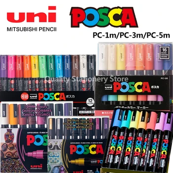 Набор от маркери UNI POSCA PC-1M/3M/5M, ПОП-плакат, Рекламни стоки за бродерия, Офис студентски живопис, рисованные канцеларски материали, графити Изображение