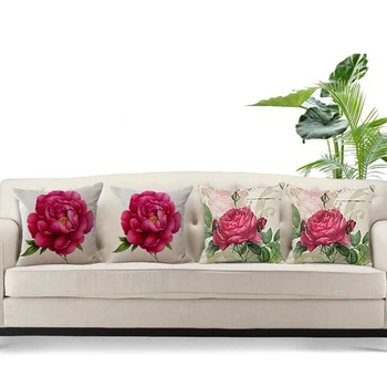 2 предмета, реколта декоративна калъфка за възглавница от цветето лен, калъфка за домашния диван, декоративна роза, A & B Изображение