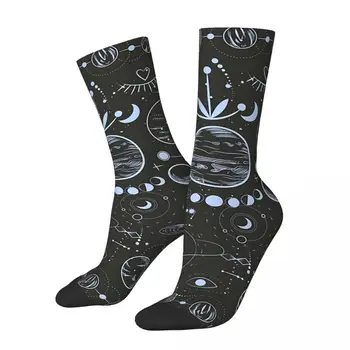 Честит Забавни мъжки чорапи Blue Planets Реколта Harajuku Зодиака Star в стил хип-хоп, безшевни чорапи Crew Луд, подарък за рисуване с принтом Изображение