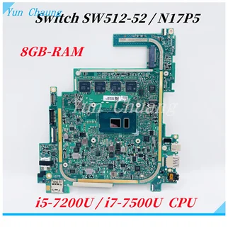 За ACER Switch 5 SW512-52 N17P5 дънна платка на лаптоп GU2DM MB REV: 2,0 Печатна платка с процесор i5-7200U/i7-7500U 8 GB оперативна памет и 100% работи Изображение