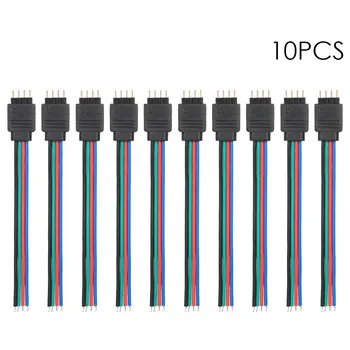 10 X RGB 4-Контактна Удлинительной заваръчна линия за led лента L2273 Компактен вид за използване на Директна доставка Изображение